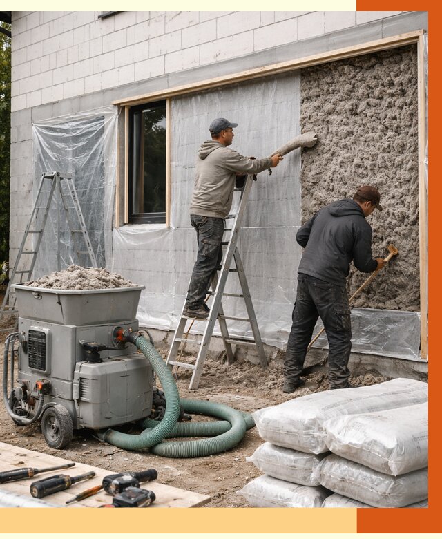 Утепление дома из газобетона эковатой в Людинове от 4580 руб./м2 | ТепломастерЛюд