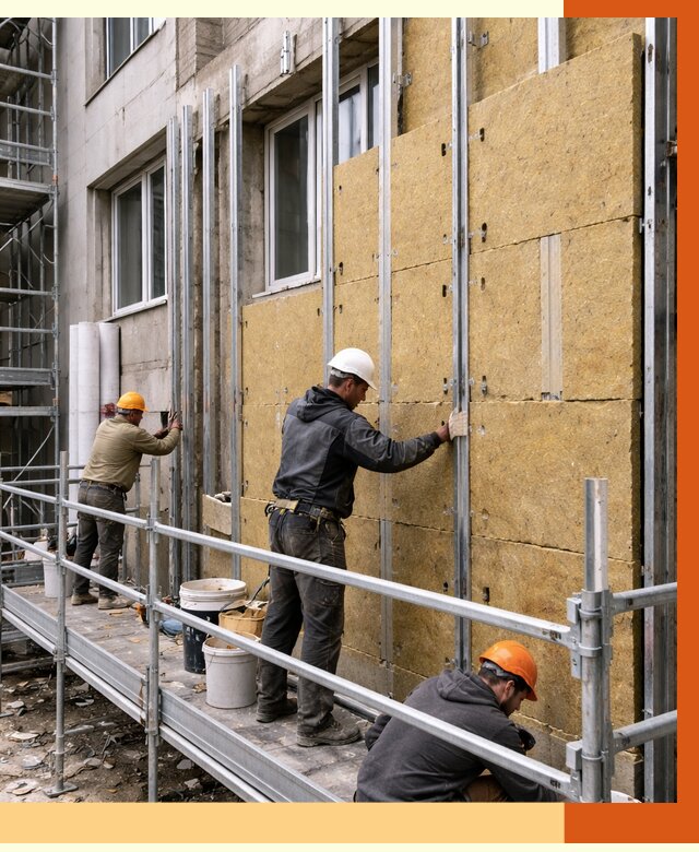 Утепление вентилируемого фасада в Людинове от 5700 руб/м2 — монтаж и утепление вентфасад | ТепломастерЛюд